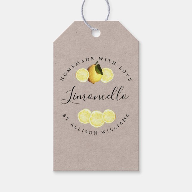 Anpassade Hemlagade Limoncello Kraftpapper Present Presentetikett (Framsidan)