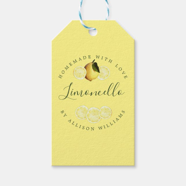Anpassade Hemmagjorda Limoncello Gula Presentkort Presentetikett (Framsidan)