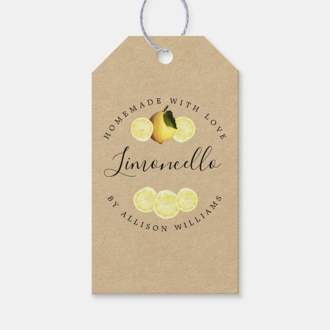 Anpassade Hemmagjorda Limoncello Kraftpapper Prese Presentetikett (Framsidan)