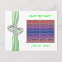 Anpassade hjärtan Lime Band Spara Datum Postkort Meddelande Vykort