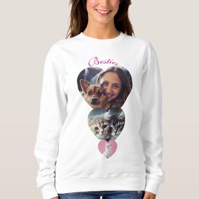 Anpassade Hjärtformad foto för Djurälskare T Shirt (Framsida)