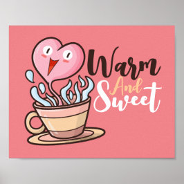 Anpassade Hjärtkaffe Aroma Tecknad Poster