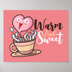 Anpassade Hjärtkaffe Aroma Tecknad Poster
