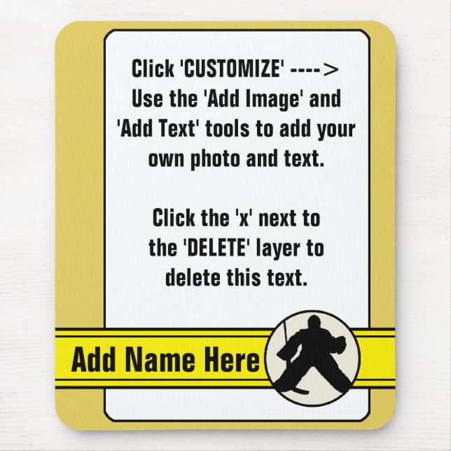 Anpassade Hockey Goalie Card Mousemat Musmatta (Framsidan)