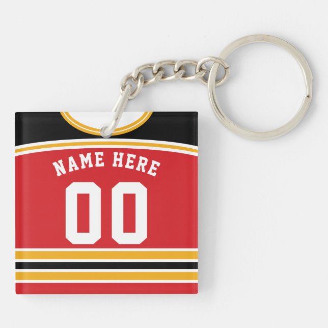 Anpassade Hockey Jersey Nyckelring, Lacrosse (Baksidan)