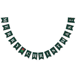 Anpassade Holly, Berries God jul! Vimplar