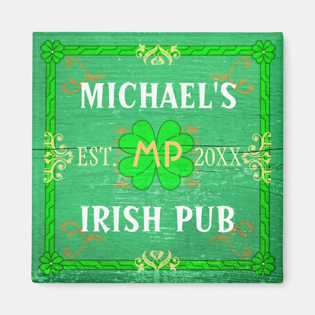 Anpassade Home Pub Irish Pub Grönt Magnet (Framsidan)