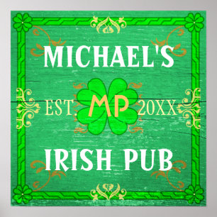 Anpassade Home Pub Irish Pub Grönt Poster