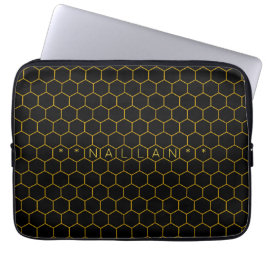 Anpassade Honeycomb Mönster Black Mörk Chic Laptop Fodral