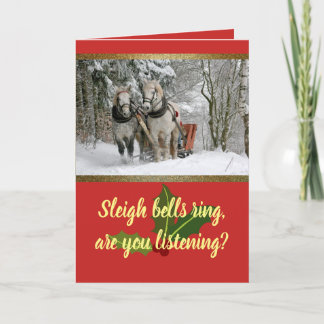 Anpassade Horse Drawn Sleigh Helgdag Card Helgkort