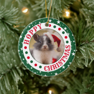 Anpassade House Rabbit Hoppy Jul Photo Julgransprydnad Keramik