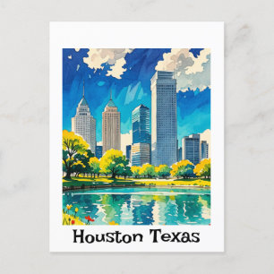 Anpassade Houston Texas skyline vatten färg Vykort
