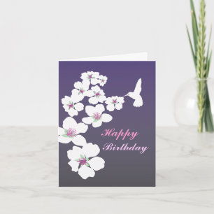 Anpassade: Hummingbird och blommar på lilan Kort