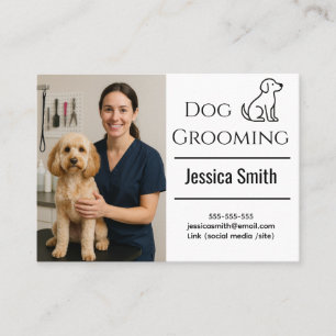 Anpassade Hund Groomer-Affärskort med foto Visitkort