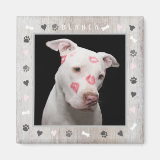 Anpassade Hund Photo and Personalize Namn Rustic Magnet