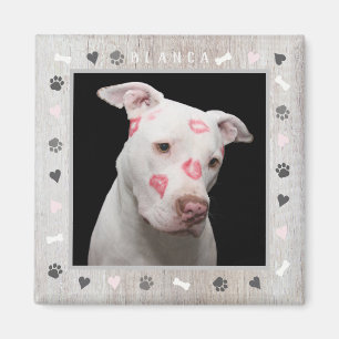 Anpassade Hund Photo och anpassa Namn Rustik Magnet