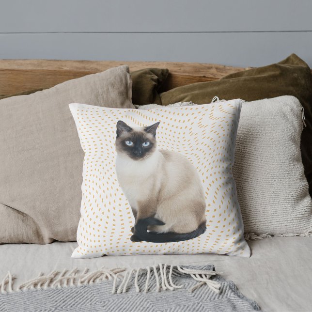 Anpassade husdjur Vänner Söt siames Katt Foto Vit Kudde (Skapare uppladdad)