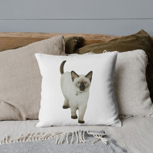 Anpassade husdjur Vänner Söt siames Katt Foto Vit Kudde