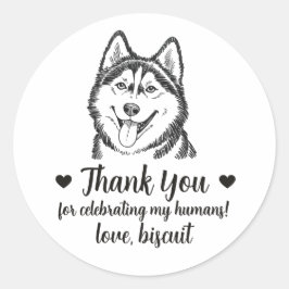 Anpassade Husky Hund Bröllopspresent Sticker Runt Klistermärke