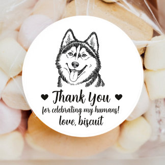 Anpassade Husky Hund Bröllopspresent Sticker Runt Klistermärke