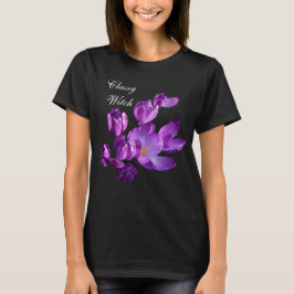 Anpassade i lila blommor, svart t shirt