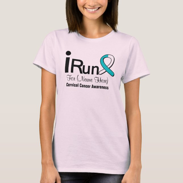 Anpassade I Springa för medvetenhet om livmoderhal Tee Shirt (Framsida)