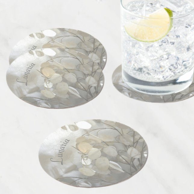 Anpassade i vitlunaria Silver-dollar Underlägg Papper Rund (Skapare uppladdad)