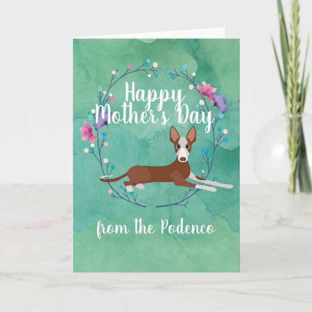 Anpassade Ibizan Hound Hund Blommigt Mors dag Kort (Framsida)