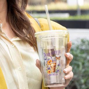 Anpassade Iced Coffee Klubb Vintage Butterfly Take Away Mugg