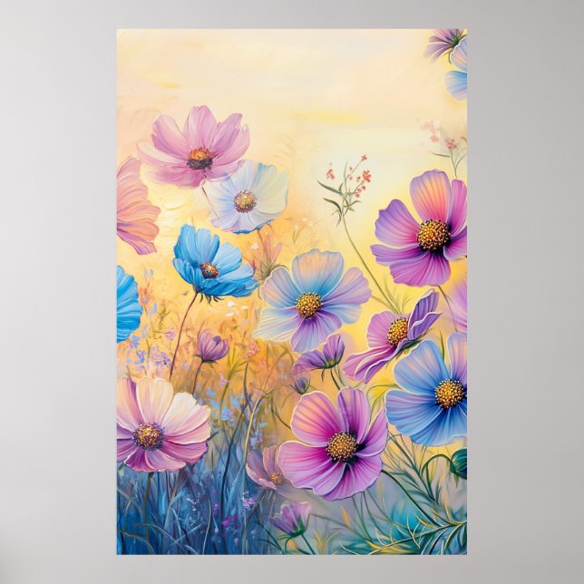 Anpassade illustrationer av rosa lila blommor poster (Framsidan)