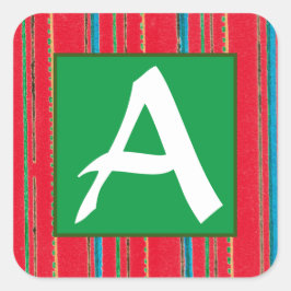 ANPASSADE INITIAL CHRISTMAS STICKER FYRKANTIGT KLISTERMÄRKE