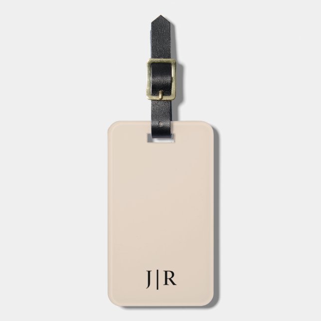 Anpassade initialer bagage  minimalistisk beige re bagagebricka (Vertikal Framsida)
