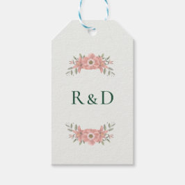 Anpassade initialer Blush Garden Bröllopspresent Presentetikett