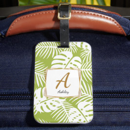 Anpassade Initialer Grönt löv Bagagebricka