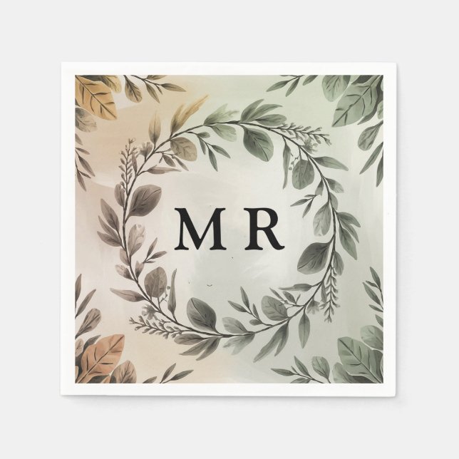 Anpassade Initialer Utandning - Elegant Monogram Pappersservett (Framsidan)
