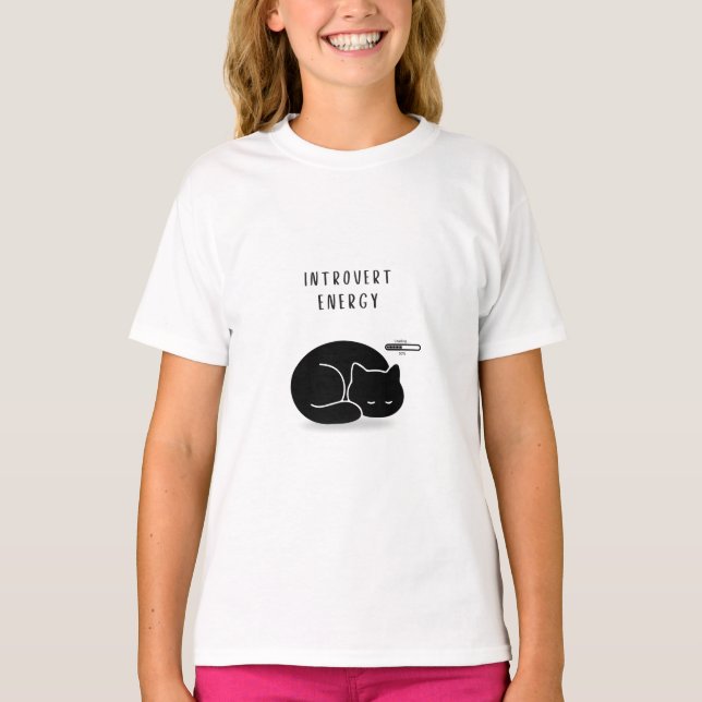 Anpassade Introvert Energiminimalist Kattflickor T Shirt (Framsida)