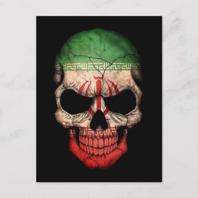Anpassade Iranian Flagga Skull Vykort (Framsida)