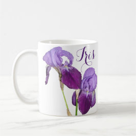 Anpassade Iris-flicka namn lila vår blommor Kaffemugg