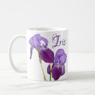 Anpassade Iris-flicka namn lila vår blommor Kaffemugg