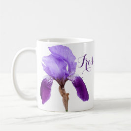 Anpassade Iris-flicka namn lila vår blommor Kaffemugg