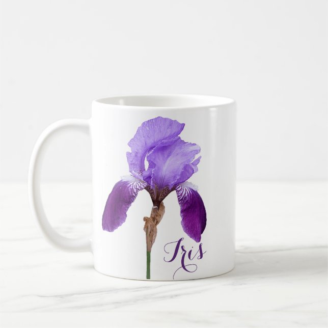 Anpassade Iris namn söt lila iris blommigt  Kaffemugg (Vänster)
