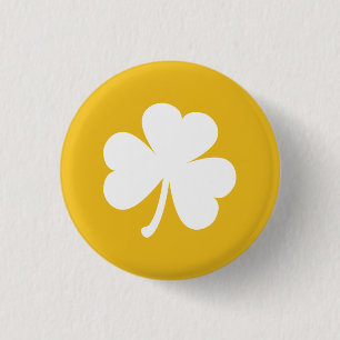Anpassade Irish Shamrock Button   Guld & White Knapp