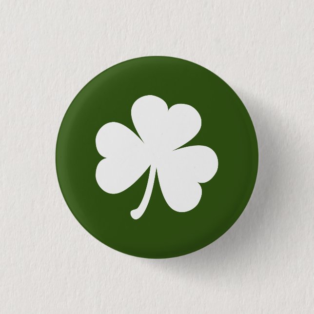 Anpassade Irish Shamrock Button | MÖRK GRÖNT Knapp (Framsida)
