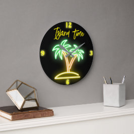 Anpassade Island Time Faux Neon Clock Stor Klocka