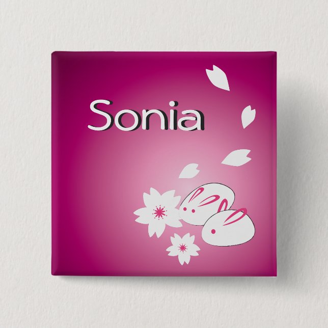 Anpassade Japanska kaniner Snö och Sakura Knapp (Framsida)