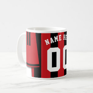 Anpassade Jersey Mugg, Black Red Rand Kaffemugg