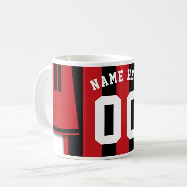 Anpassade Jersey Mugg, Black Red Rand Kaffemugg (Framsida vänster)