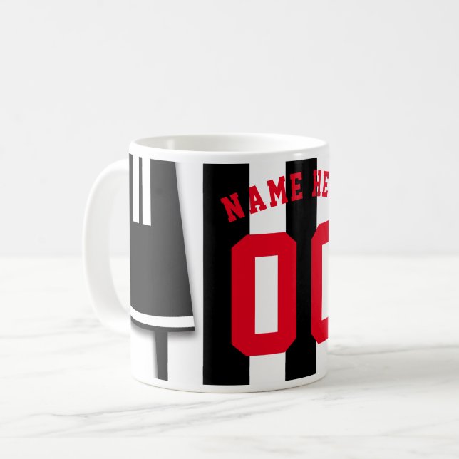 Anpassade Jersey Mugg Black White Rand (Framsida vänster)