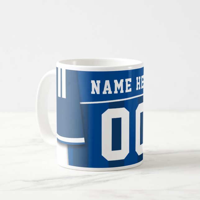 Anpassade Jersey Mugg, Blue, Football Kaffemugg (Framsida vänster)