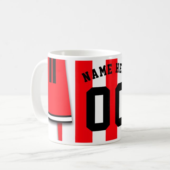 Anpassade Jersey Mugg, Röda Rand Kaffemugg (Framsida vänster)